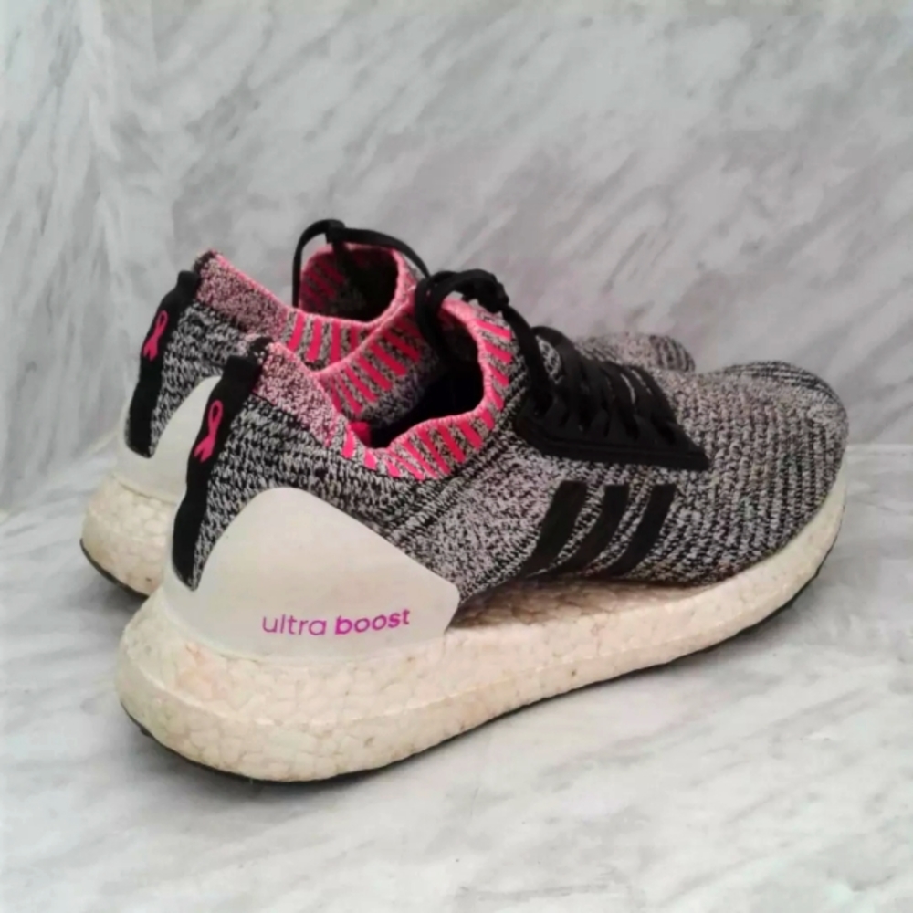 Adidas Ultraboost X Black Pink Breast Cancer Knit Running Shoes Womens sz 9.5 - Picture 3 of 5